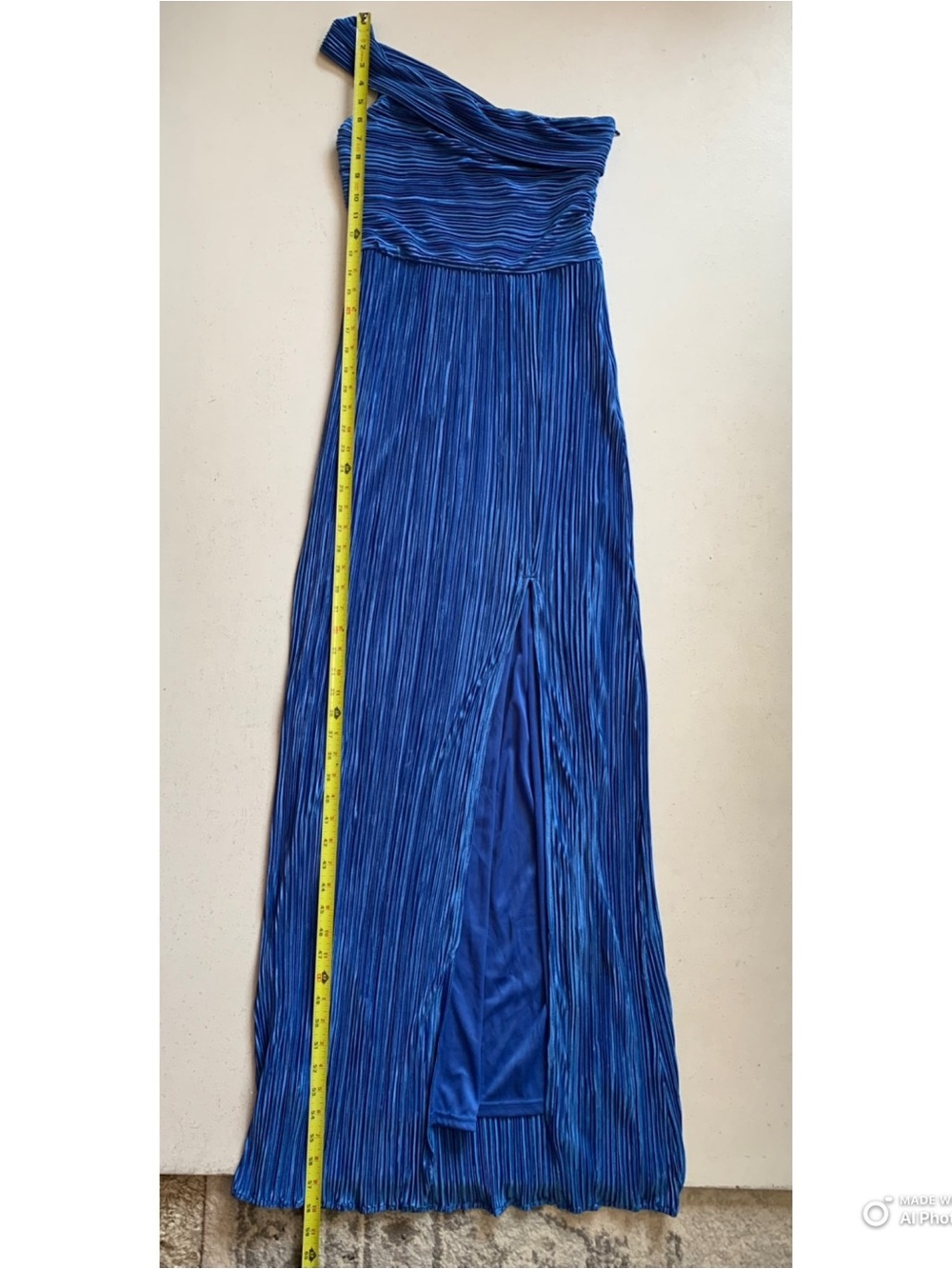 Lulus Small Poised Performance Blue Plisse One-Shoulder Maxi Dress NWT Formal - Picture 16 of 17